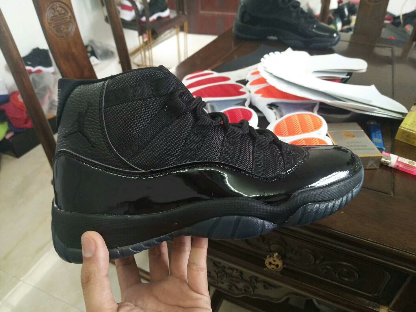 New Air Jordan 11 Retro All Black Shoes